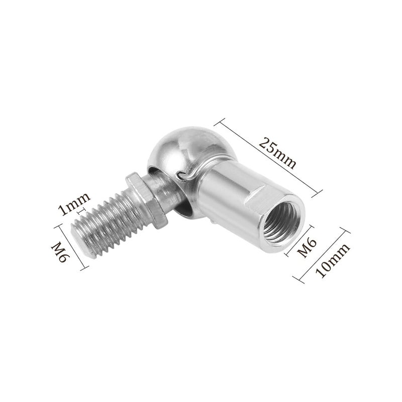 Kozelo 2pcs CS10 Angle Ball Joint - [M6x1.0 Right Female Thread, M6x1.0 Right Male Thread] Gas Spring Elbow Joint Fitting for Automotive, Hinged Door, Cupboard - Image 3